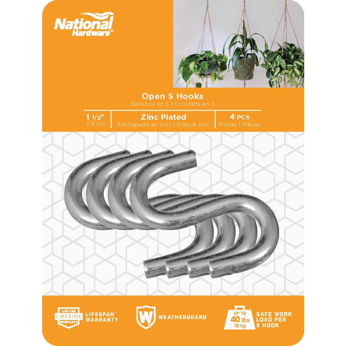 National Hardware 1-1/2 In. Zinc Heavy Open S Hook (4 Ct.) Image 2