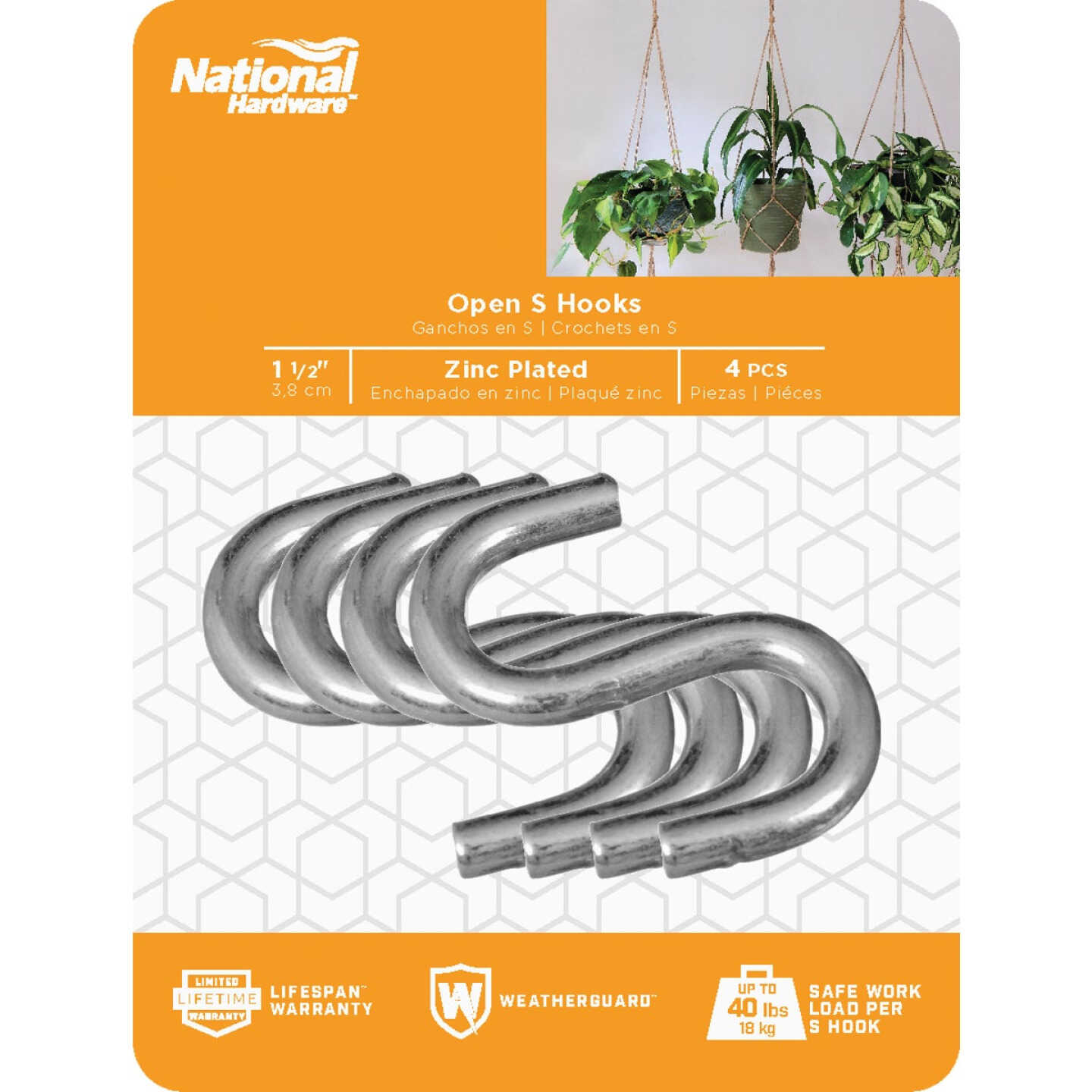 National Hardware 1-1/2 In. Zinc Heavy Open S Hook (4 Ct.) Image 2