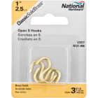 National Hardware 1 In. Brass Heavy Open S Hook (3 Ct.) Image 2