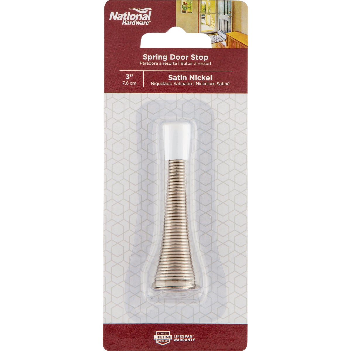 National Hardware 3 In. Satin Nickel Spring Door Stop Image 2
