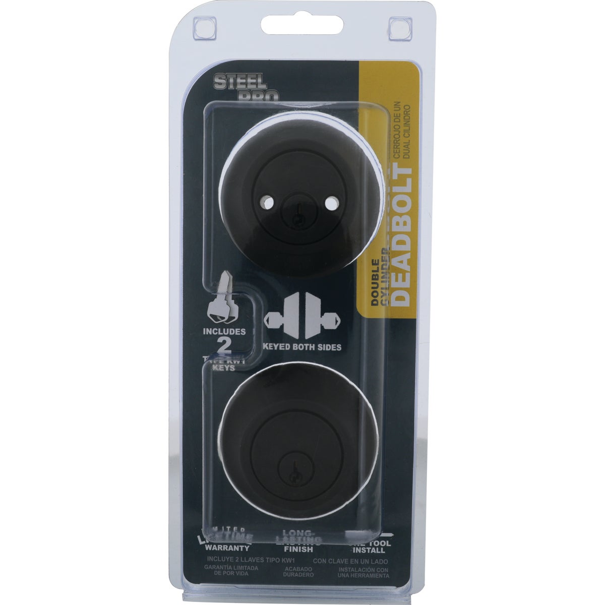 Steel Pro Matte Black Double Cylinder Deadbolt Image 2