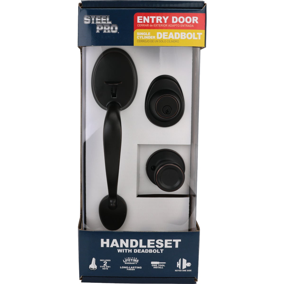 Steel Pro Oil Rubbed Bronze Entry Door Handleset with Tulip Knob Image 2