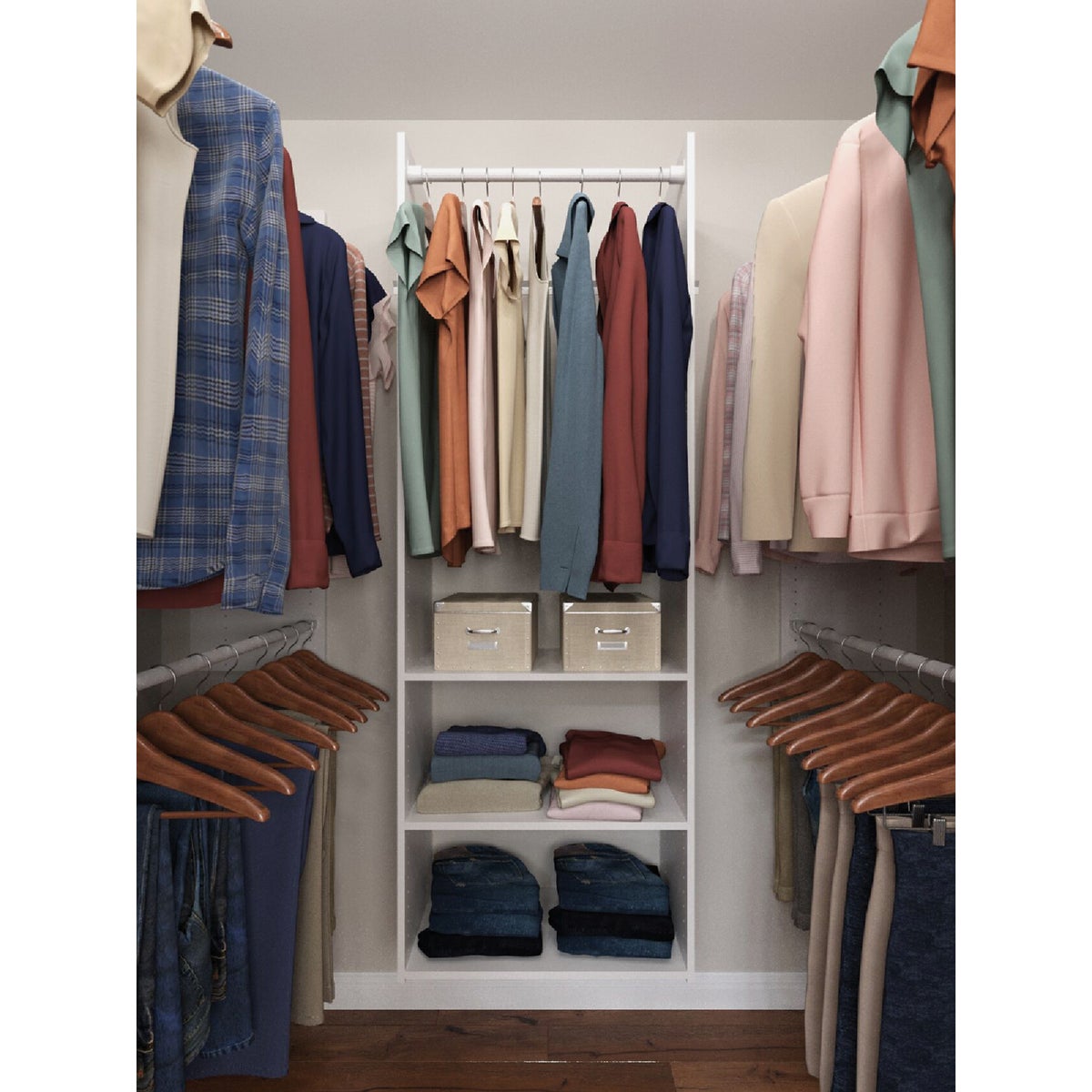 Easy Track Hanging Tower Wall-Mounted Shelving Unit, White Image 2