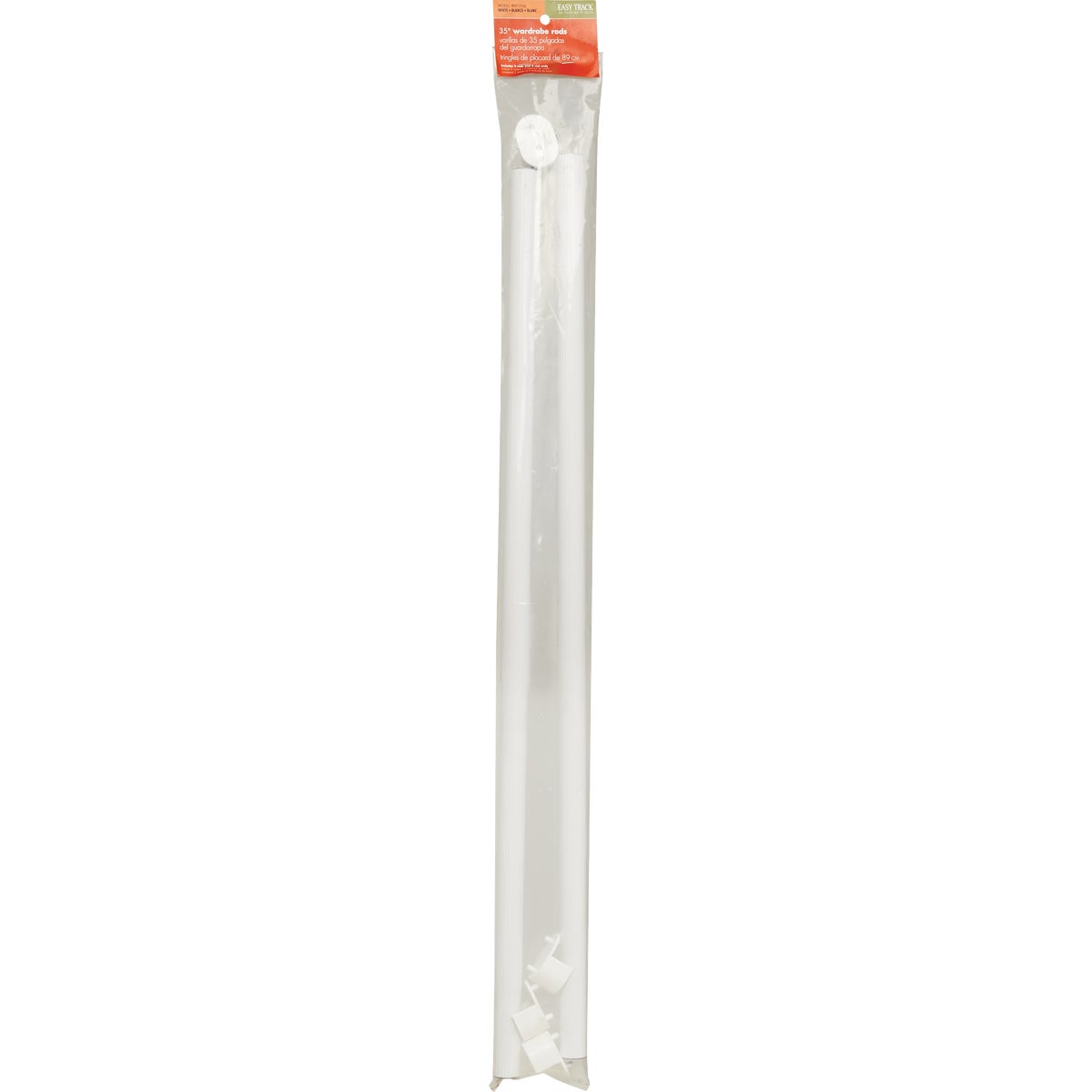 Easy Track 3 Ft. x 1 In. Closet Rod & Ends, White Image 2