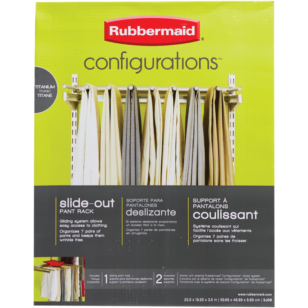 Rubbermaid Configurations Titanium Sliding Pants Rack Image 2