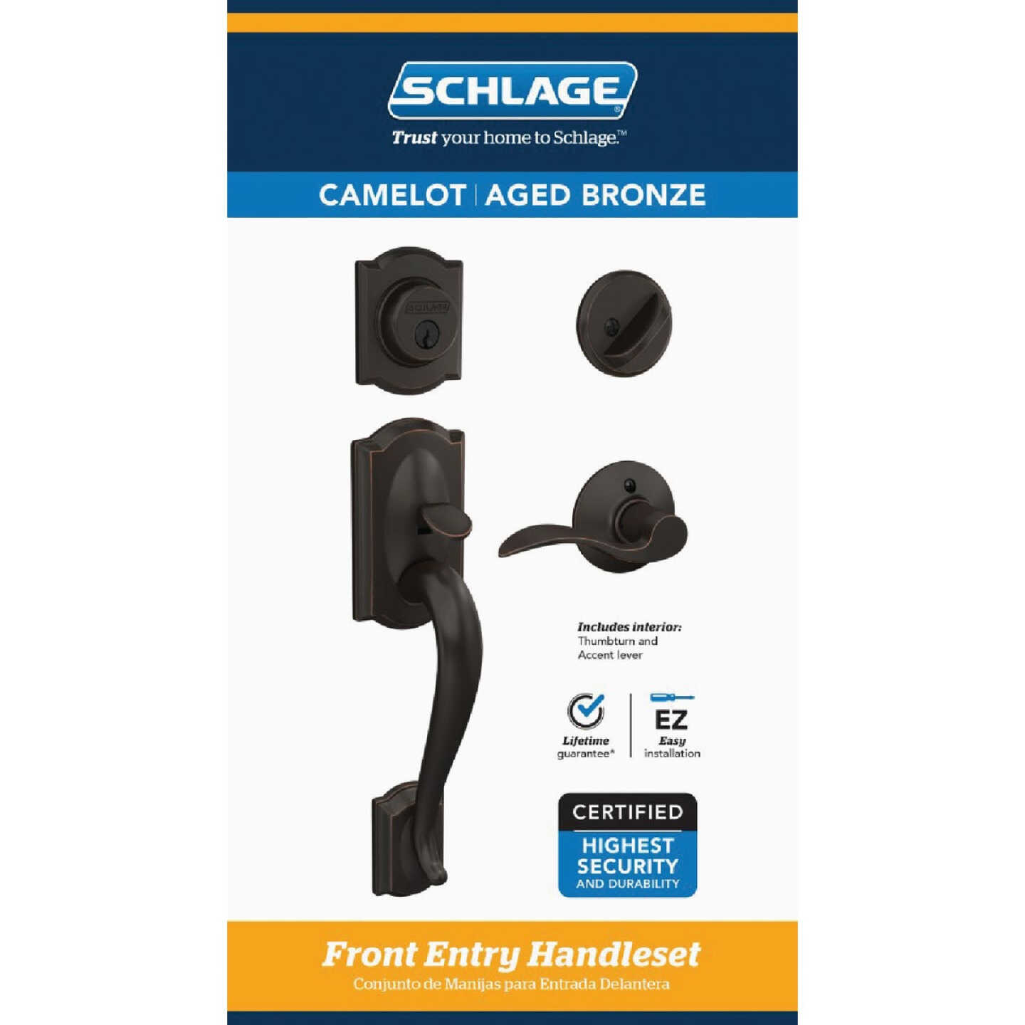 Schlage Aged Bronze Entry Door Handleset with Accent Lever Image 9