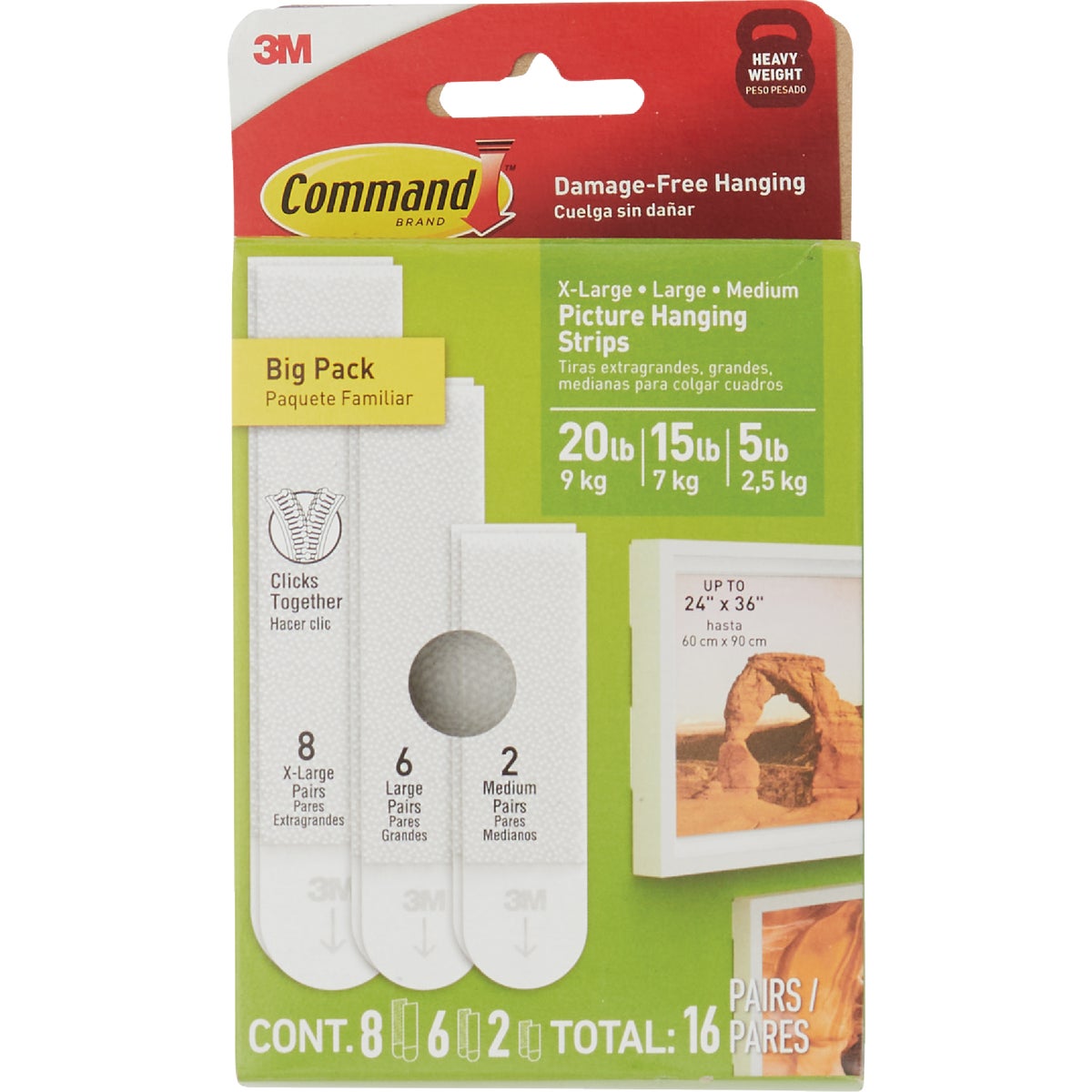 Command White Picture Hanging Strip Mixed Pack, 16 Pairs Image 7