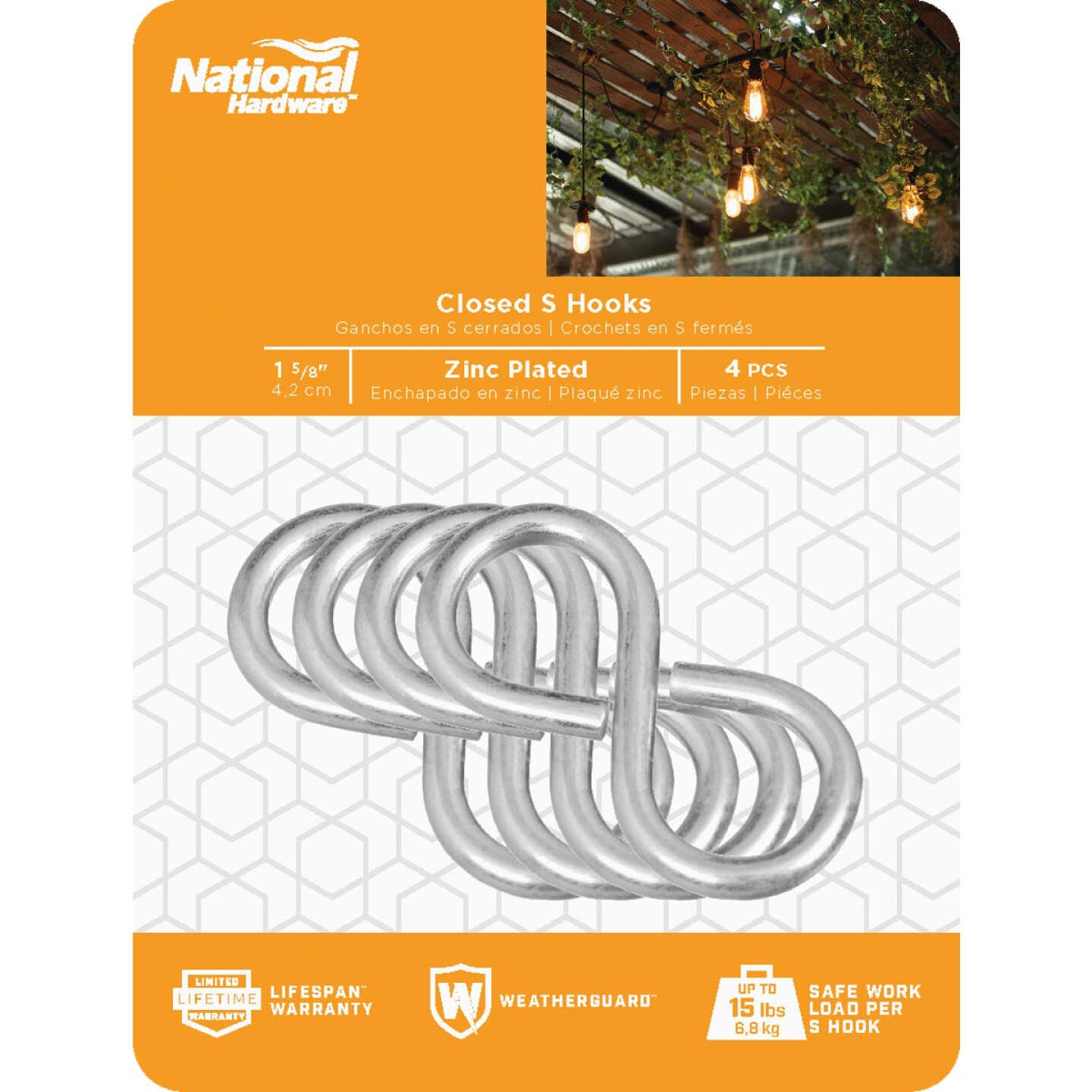 National Hardware 1-5/8 In. Zinc Light Closed S Hook (4 Ct.) Image 2