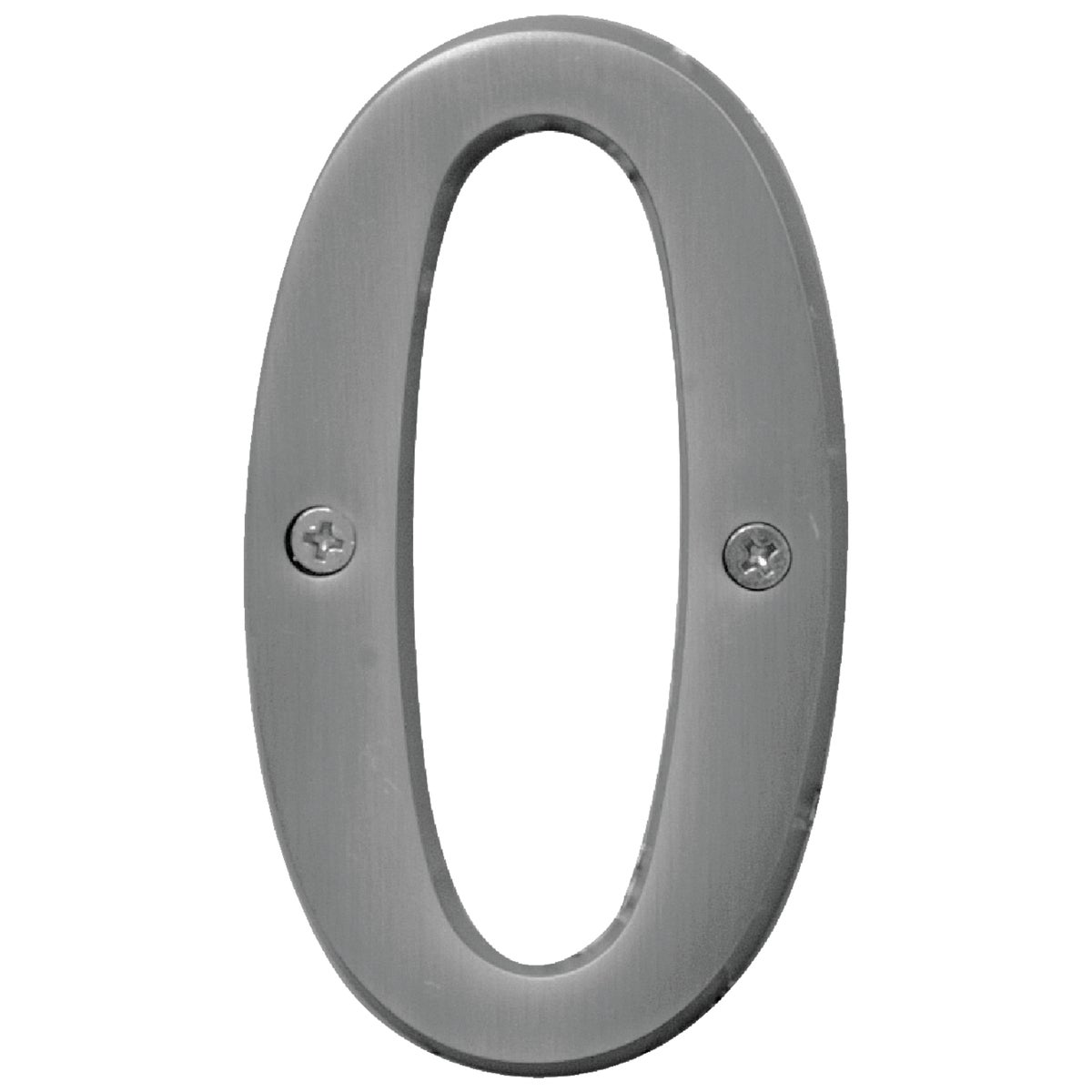 Hy-Ko Prestige Series 4 In. Satin Nickel House Number Zero Image 1