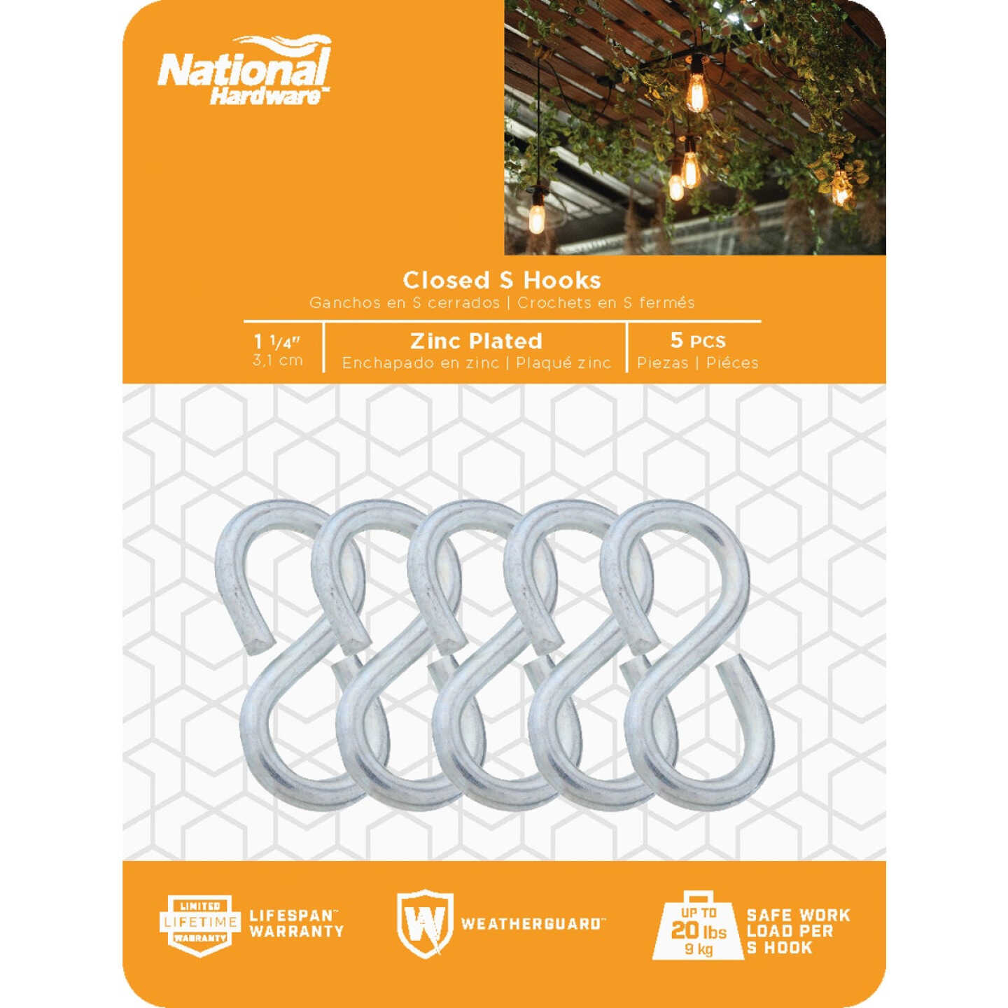 National Hardware 1-1/4 In. Zinc Light Closed S Hook (5 Ct.) Image 2