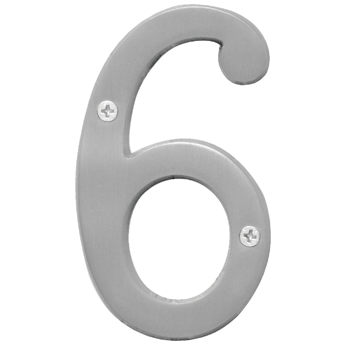 Hy-Ko Prestige Series 4 In. Satin Nickel House Number Six Image 1