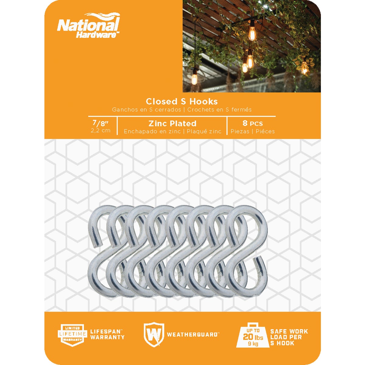National Hardware 7/8 In. Zinc Light Closed S Hook (8 Ct.) Image 2