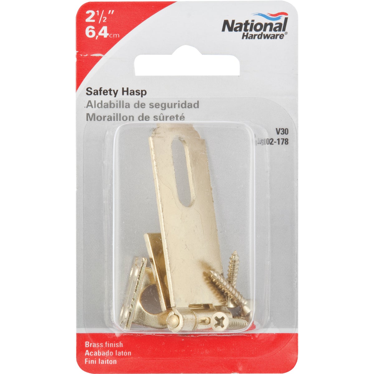 National Hardware 2-1/2 In. Brass Non-Swivel Safety Hasp Image 2