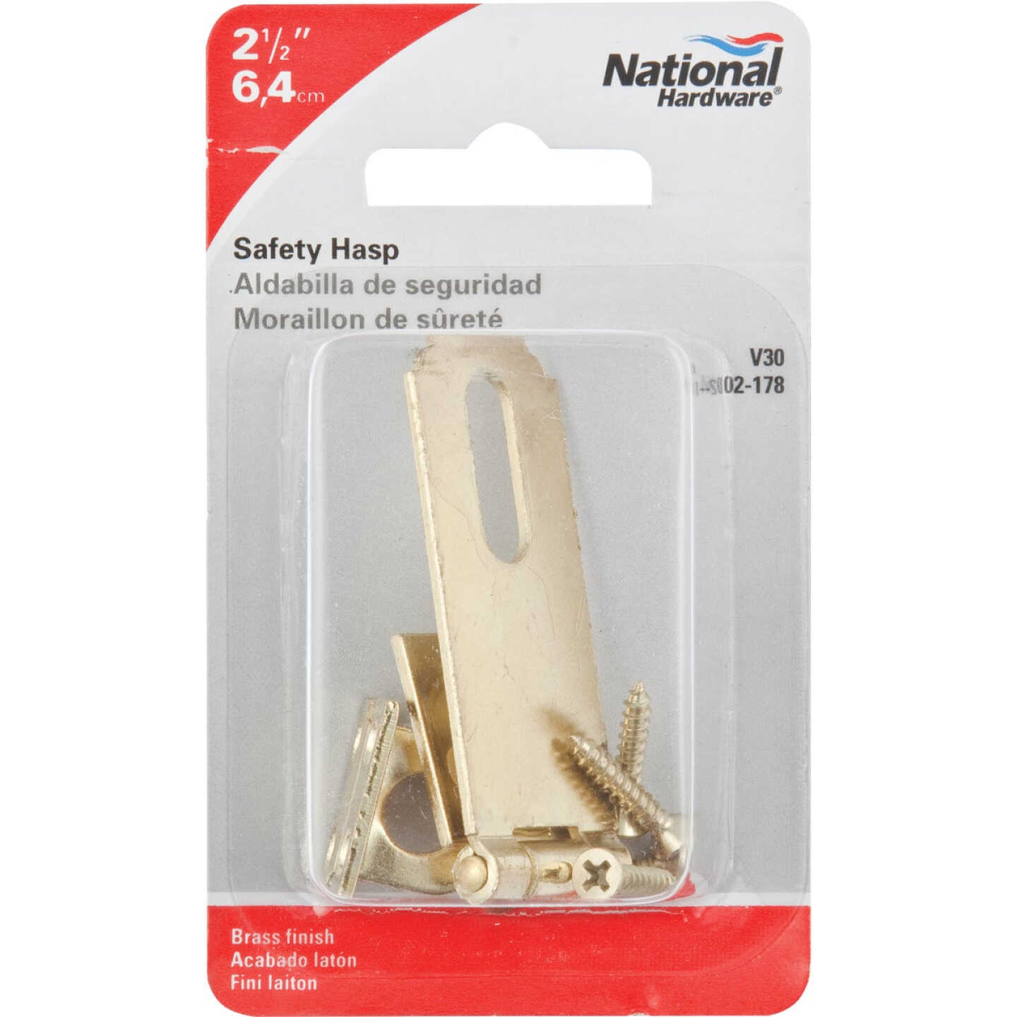 National Hardware 2-1/2 In. Brass Non-Swivel Safety Hasp Image 2