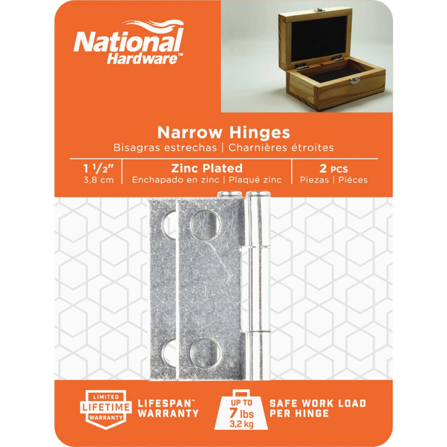 National Hardware 1-1/2 In. Zinc Loose-Pin Narrow Hinge (2-Pack) Image 2