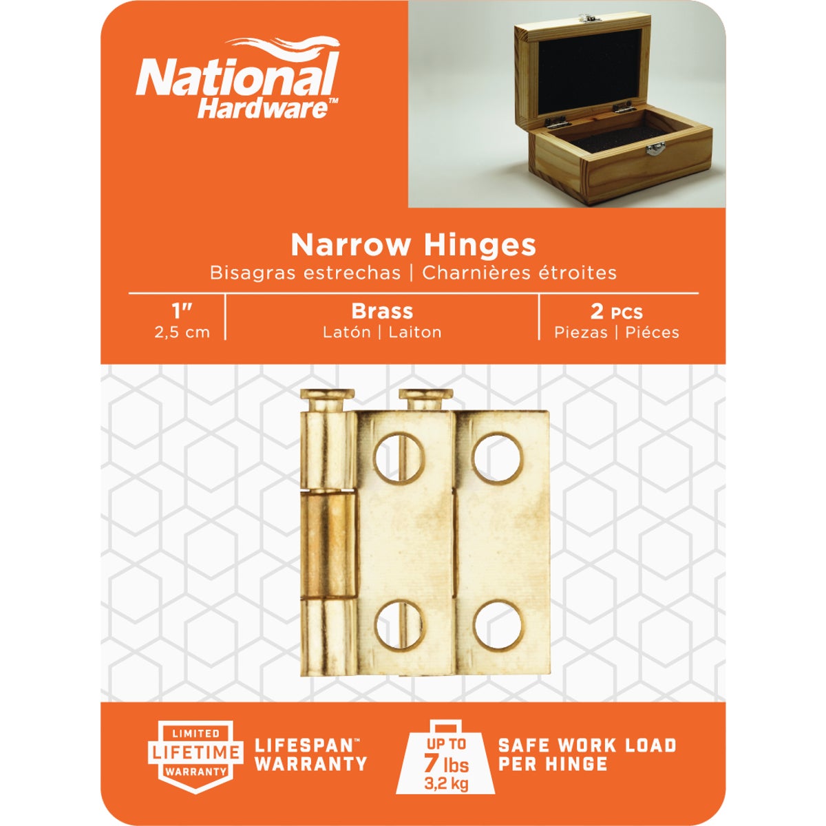National Hardware 1 In. Brass Loose-Pin Narrow Hinge (2-Pack) Image 2