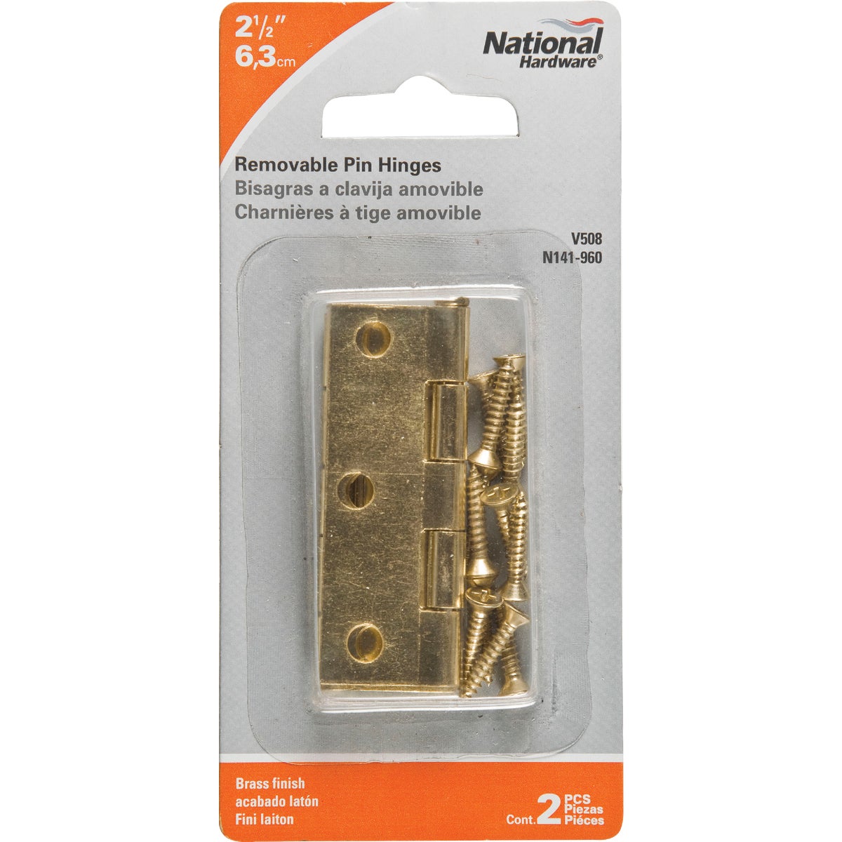 National Hardware 2-1/2 In. Brass Loose-Pin Narrow Hinge (2-Pack) Image 2