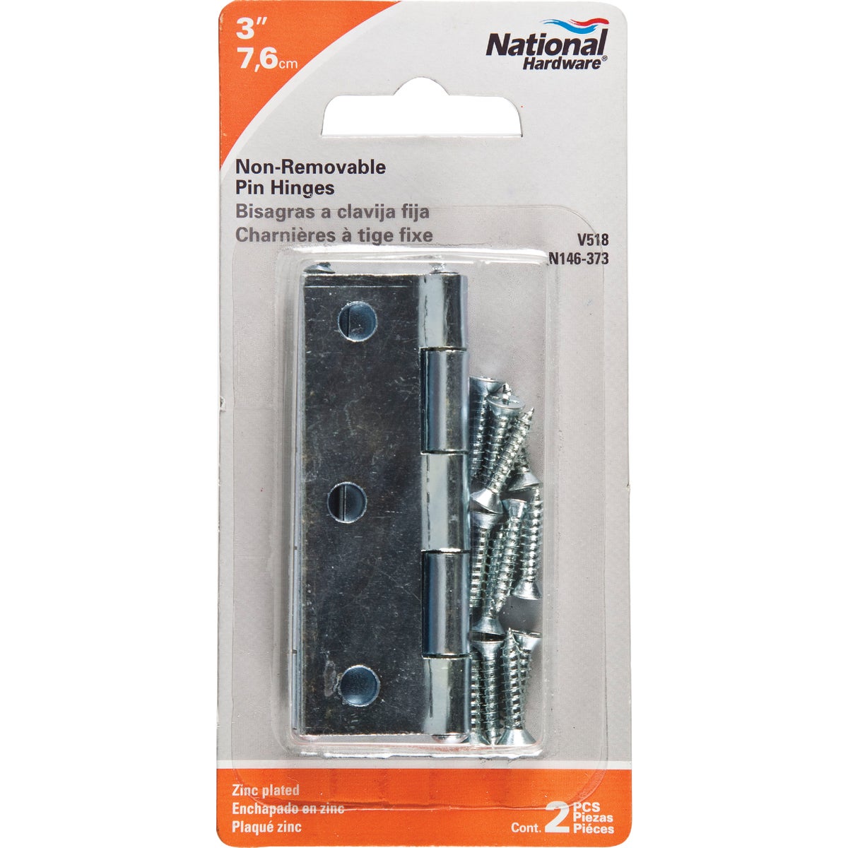 National Hardware 3 In. Zinc Tight-Pin Narrow Hinge (2-Pack) Image 2