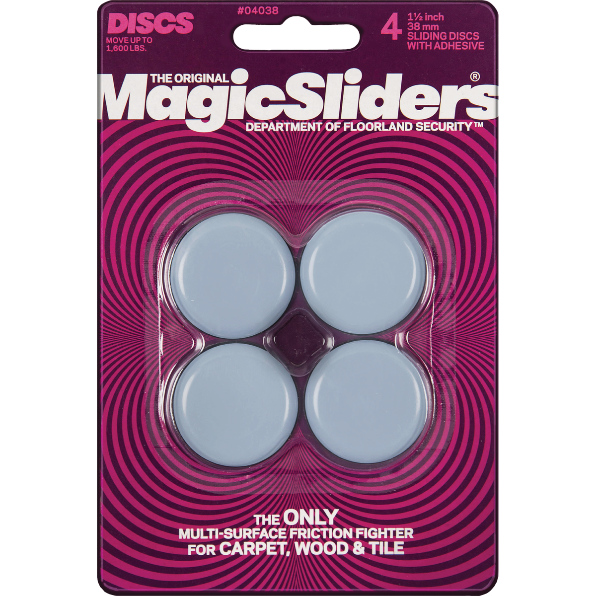 Magic Sliders 1-1/2 In. Round Self Adhesive Furniture Glide,(4-Pack) Image 1