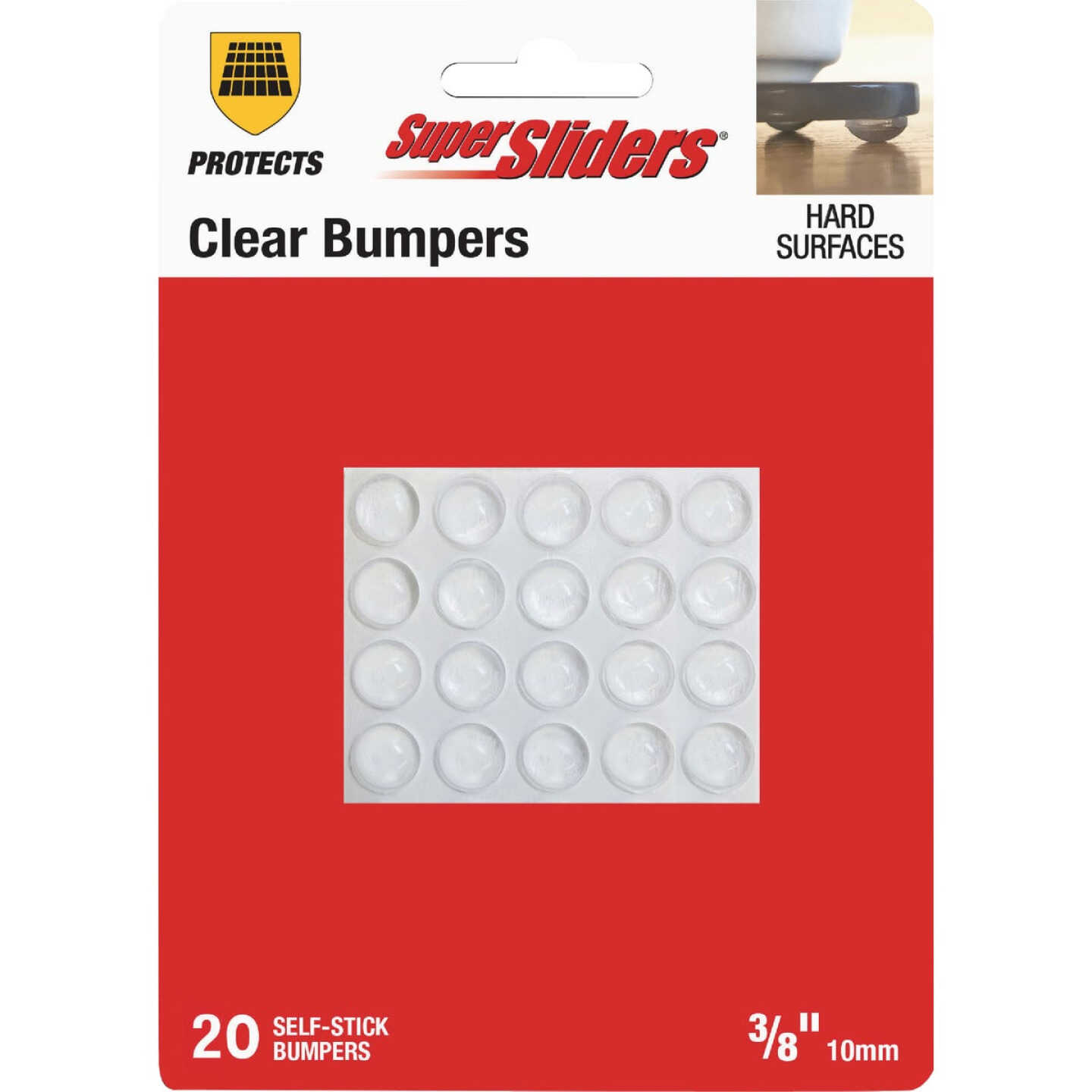 Super Sliders 3/8 In. Clear Round Furniture Wall Bumper (20-Pack) Image 1