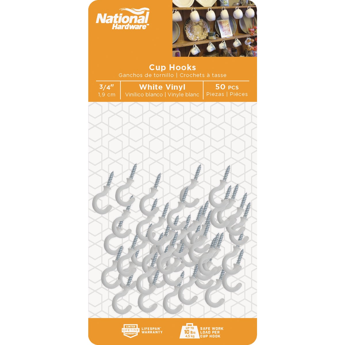 National Hardware 3/4 In. White Vinyl Cup Hook (50 Count) Image 2