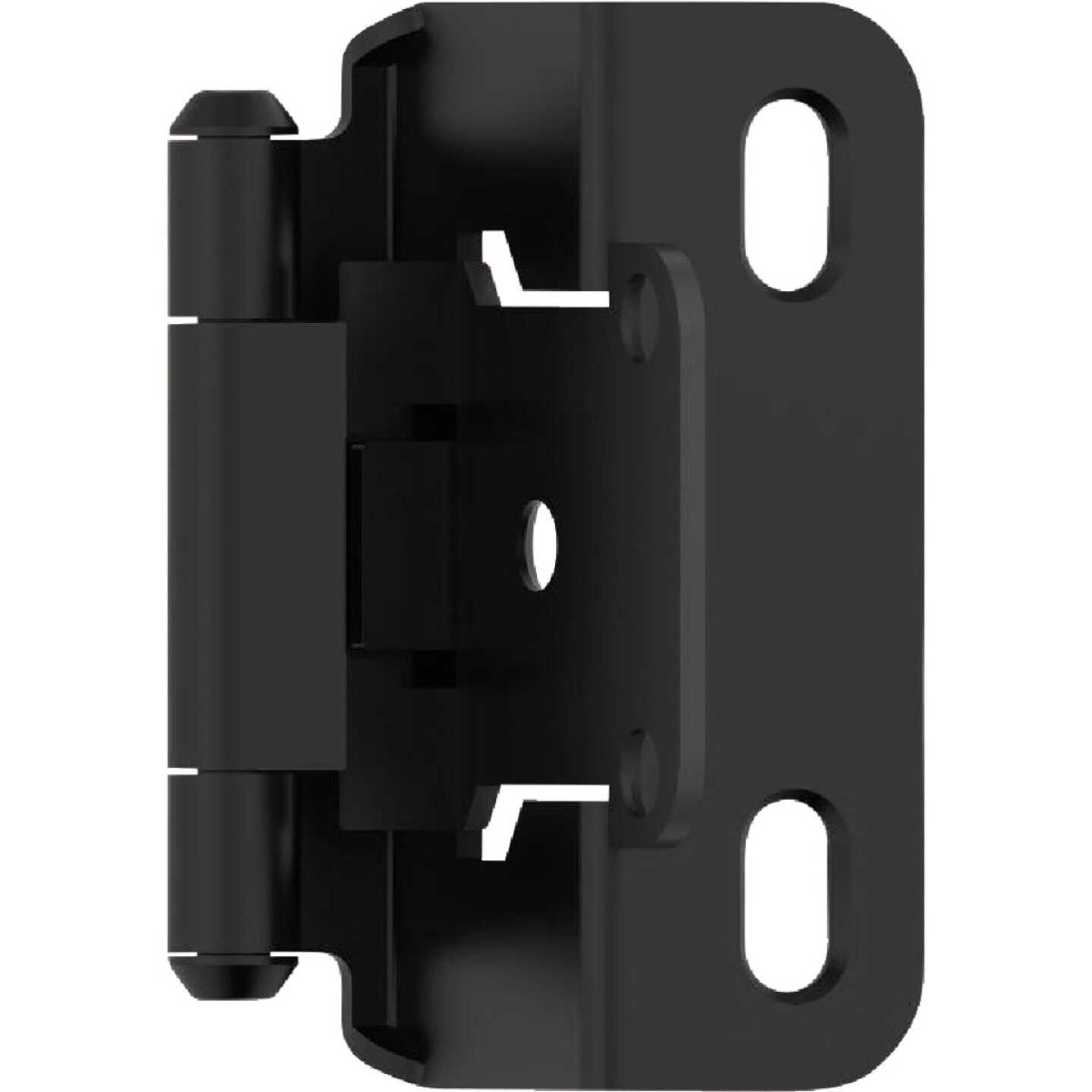 Amerock Overlay Self Closing Partial Wrap Matte Black Cabinet Hinge (2-Pack) Image 1