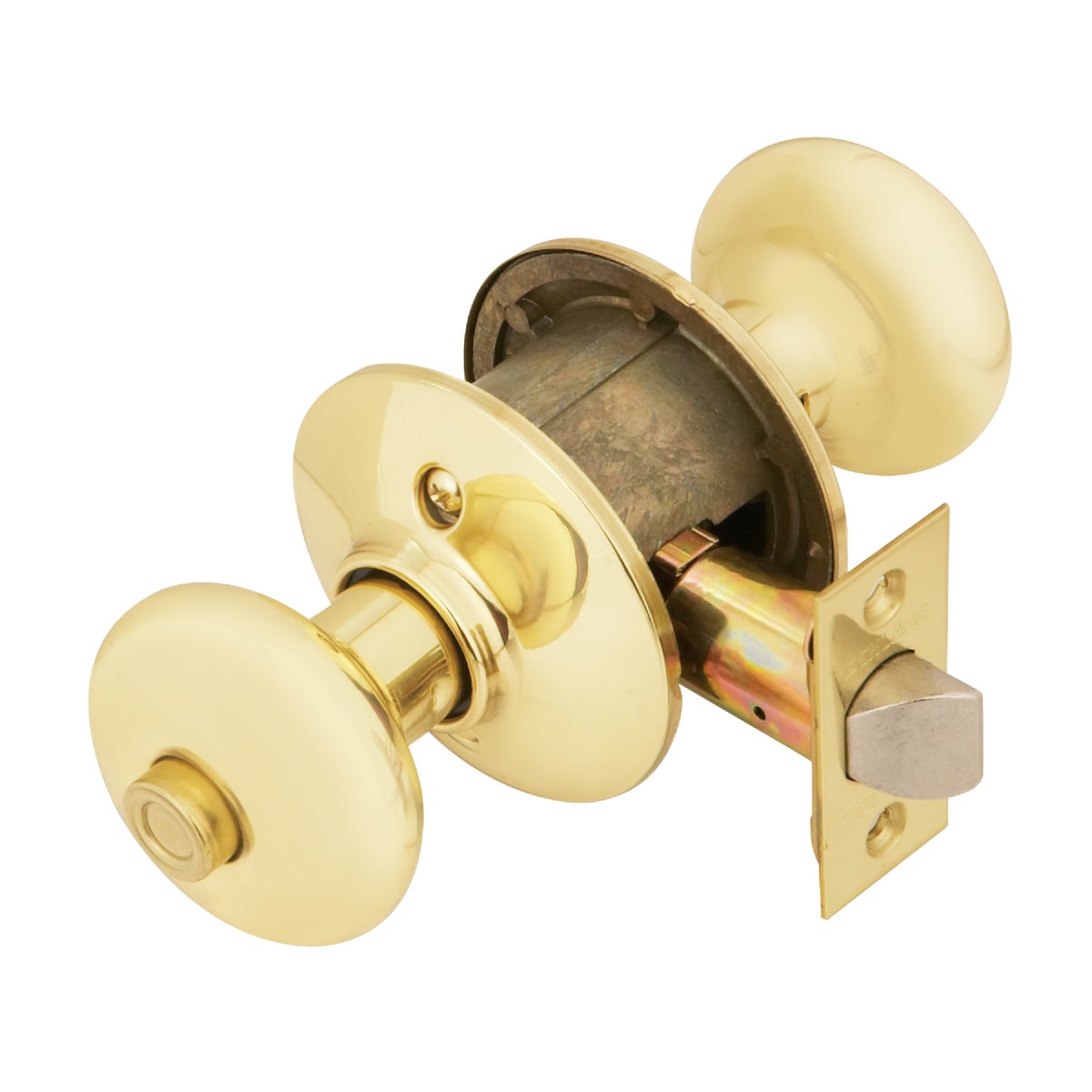 Schlage Plymouth Bright Brass Bed & Bath Door Knob Image 1