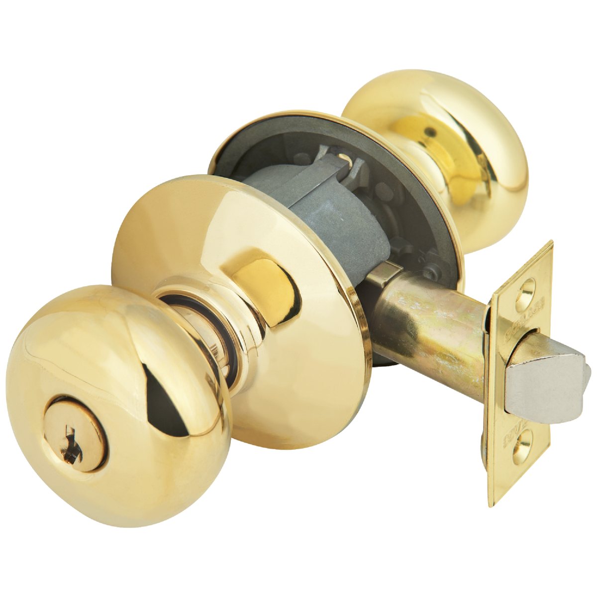 Schlage Plymouth Ultima Bright Brass Entry Door Knob  Image 1