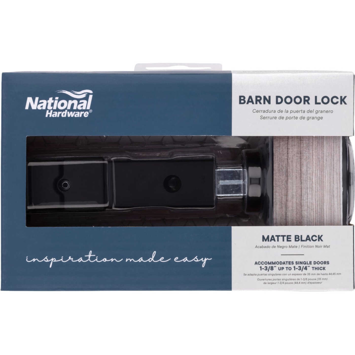 National Hardware Matte Black Barn Door Lock Image 3