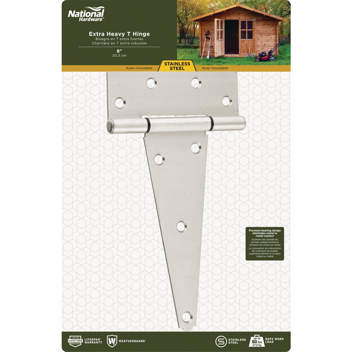 National Hardware 8 In. Stainless Steel Extra Heavy Tee Hinge Image 2