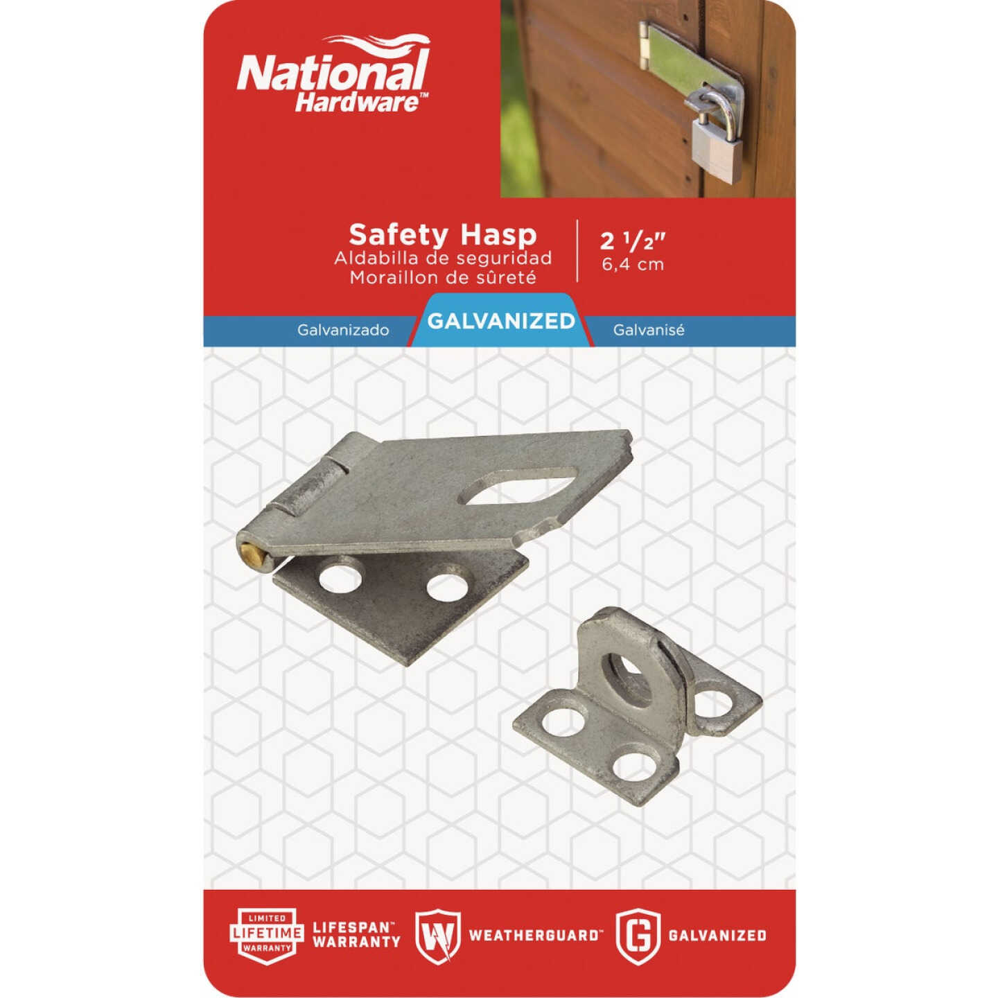 National Hardware 2-1/2 In. Galvanized Non-Swivel Safety Hasp Image 2