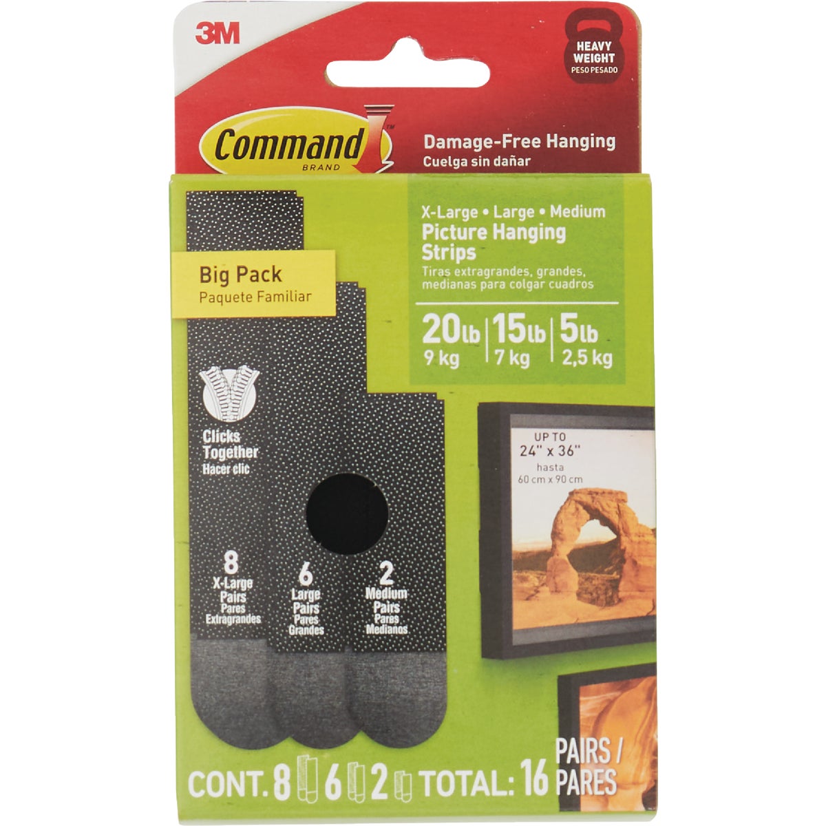 Command Black Picture Hanging Strip Mixed Pack, 16 Pairs Image 7
