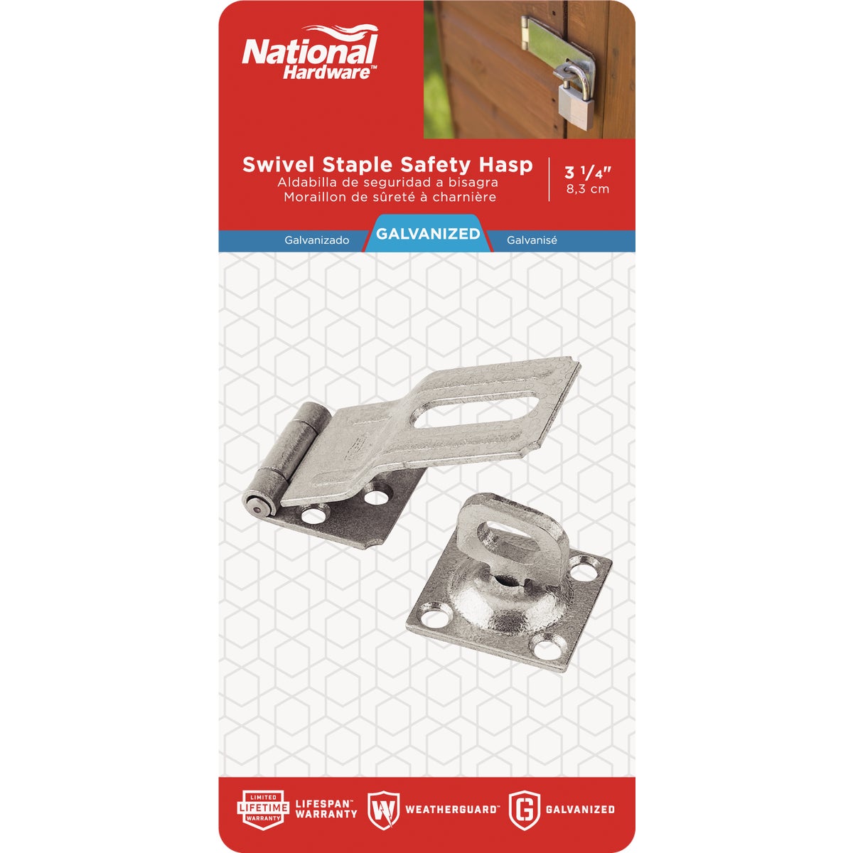 National Hardware 3-1/4 In. Galvanized Swivel Safety Hasp Image 2