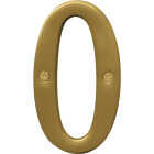 Hy-Ko 4 In. Brushed Brass Number 0 Image 1