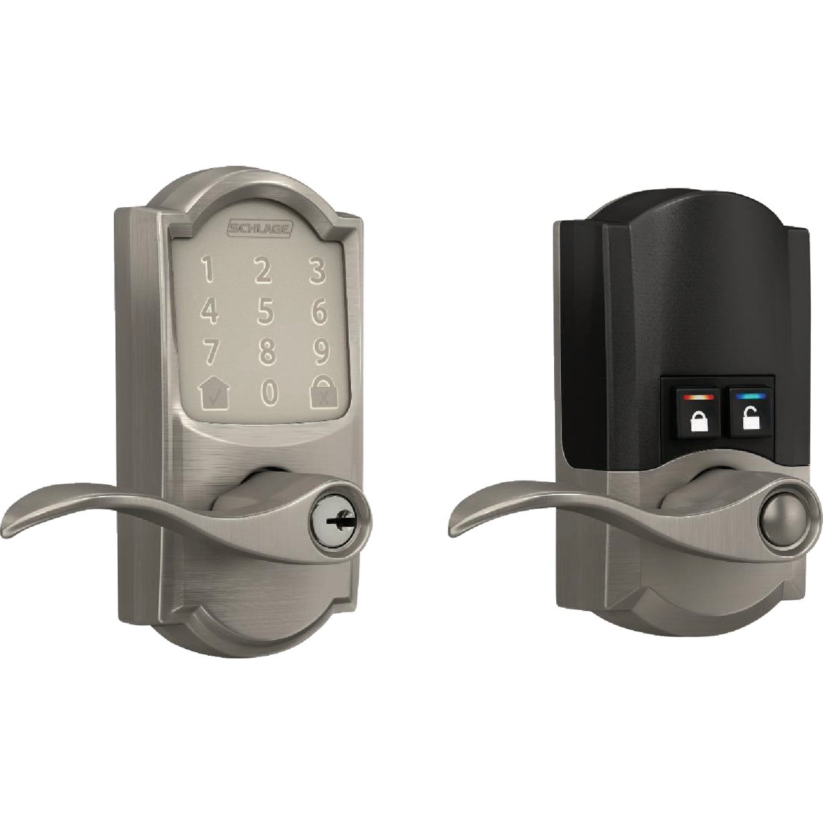 Schlage Encode Smart WiFi Satin Nickel Accent Lever with Camelot Trim