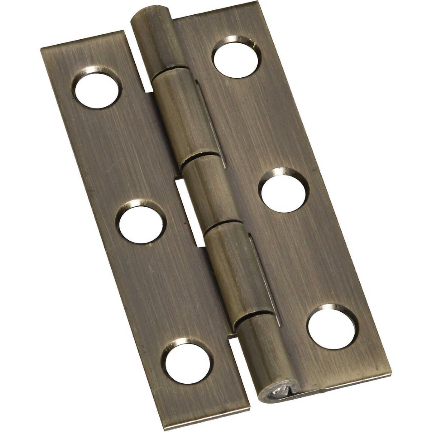 National Hardware 1 In. x 2 In. Antique Brass Narrow Decorative Hinge (2-Pack) Image 1