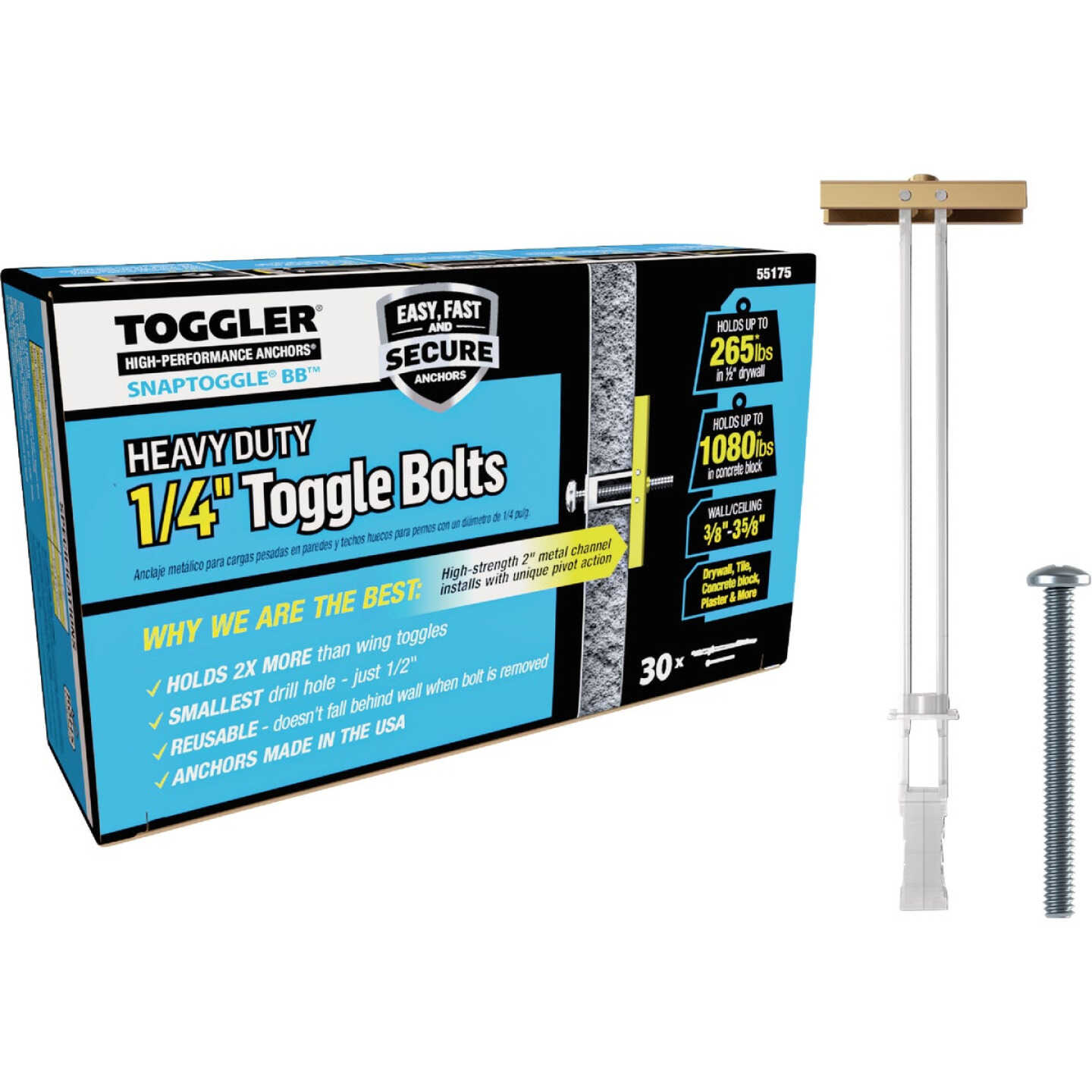 Toggler Snaptoggle 1/4 In.-24 x 2 In. Toggle Bolt (30-Count) Image 1