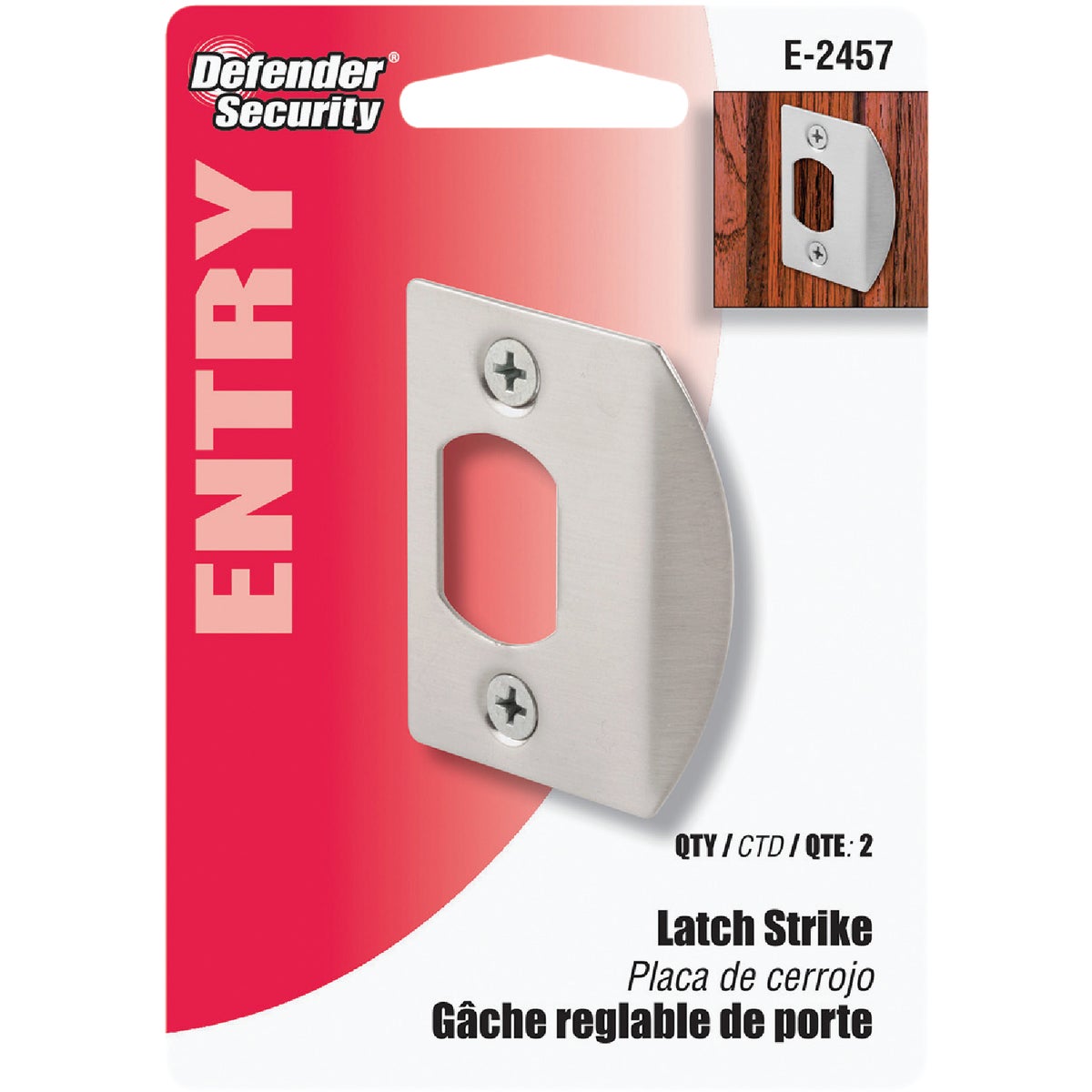 Defender Security Satin Nickel 1-3/4 In. Strike Plate Image 2