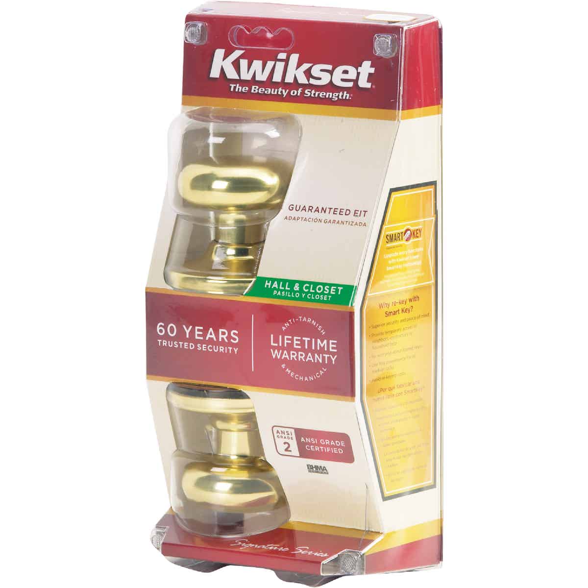 Kwikset Signature Series Polished Brass Hall & Closet Door Knob Image 4