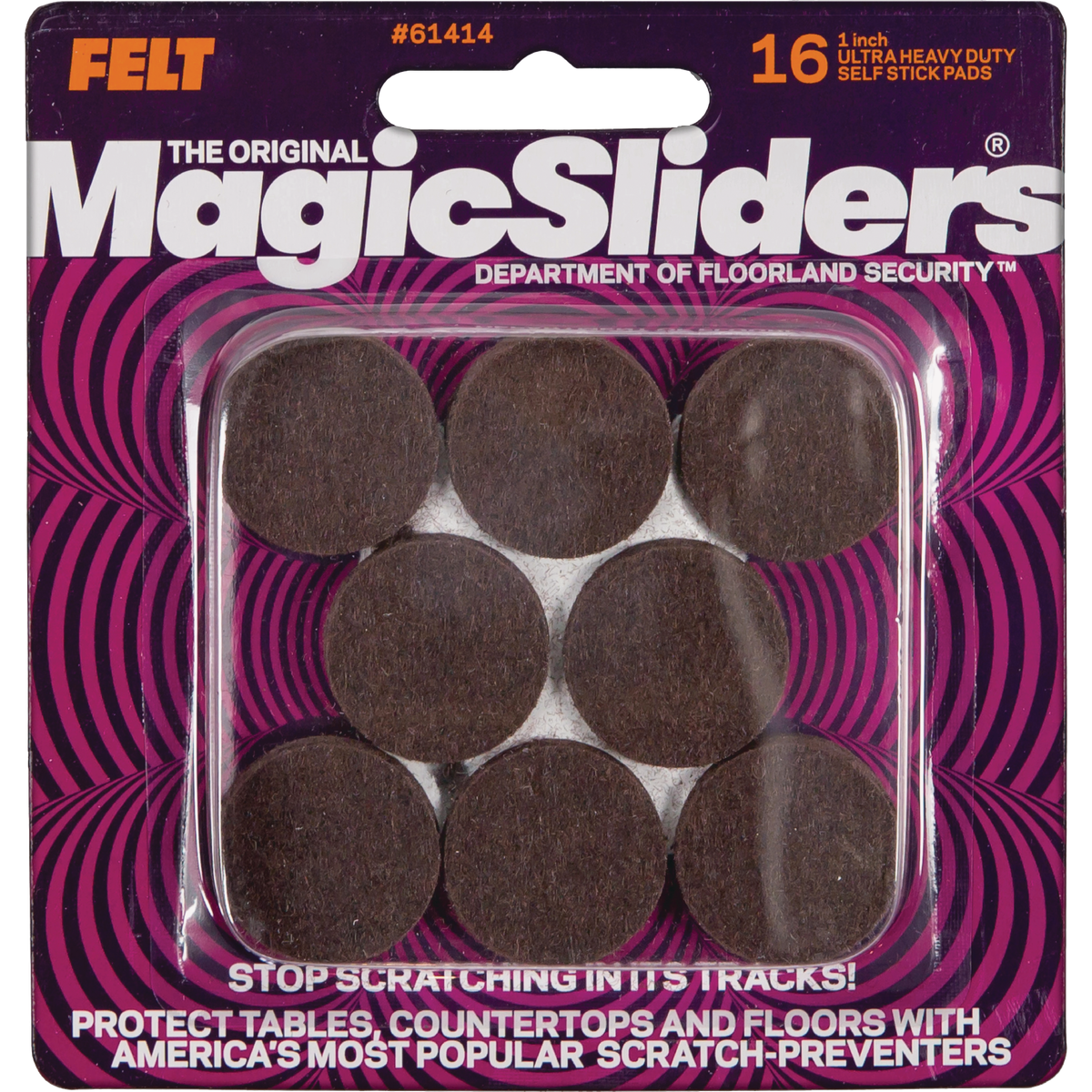 Magic Sliders 1 In. Round Brown Ultra Heavy Duty Self-Stick Pad (16-Pack) Image 1
