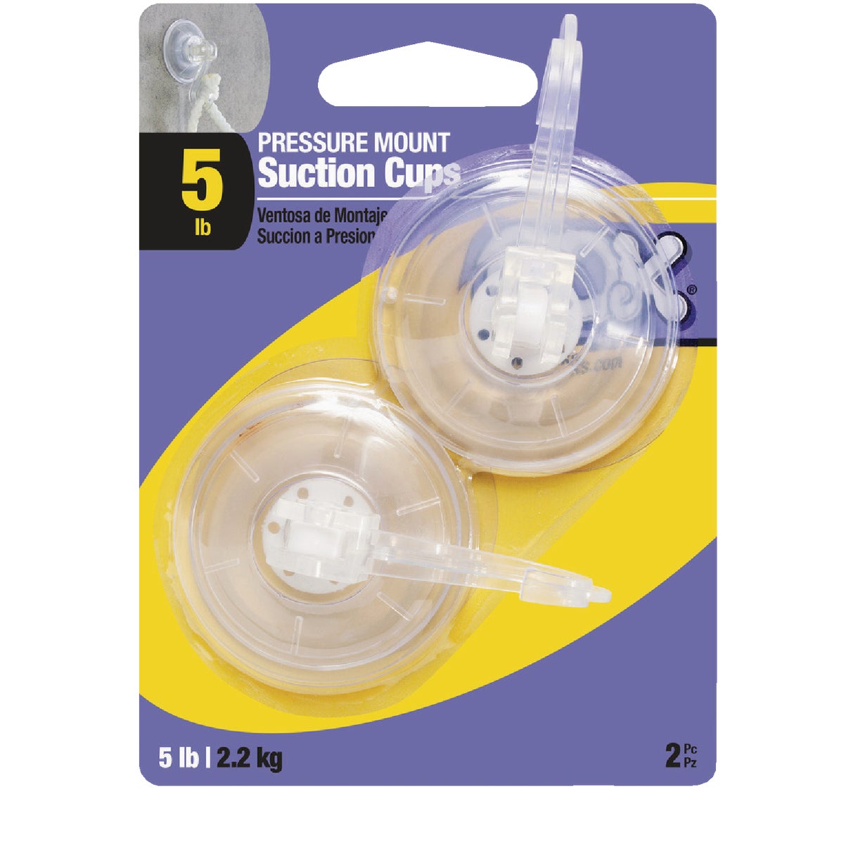 OOK Pressure Mount Suction Cup Hooks (2-Pack)