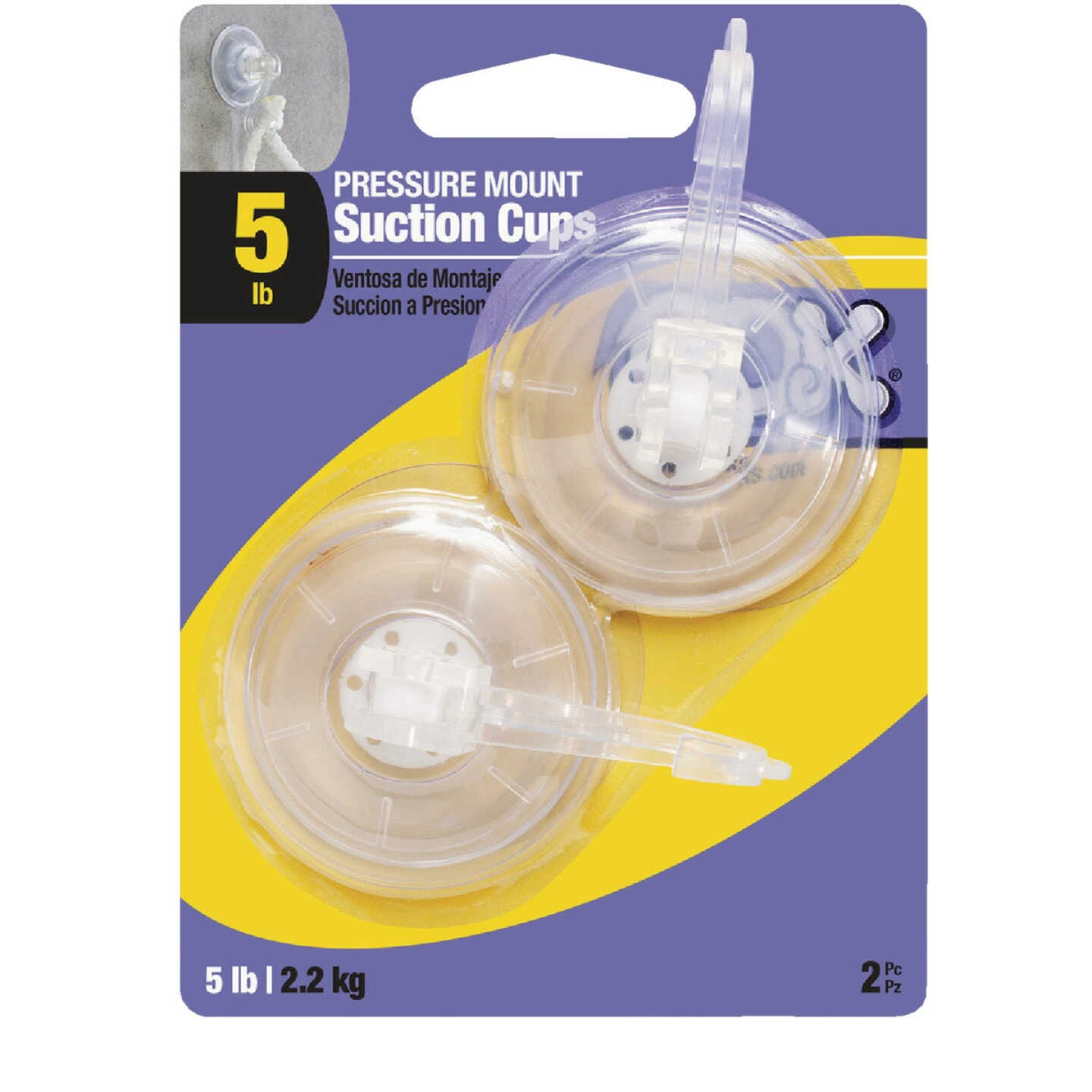 OOK Pressure Mount Suction Cup Hooks (2-Pack) Image 1