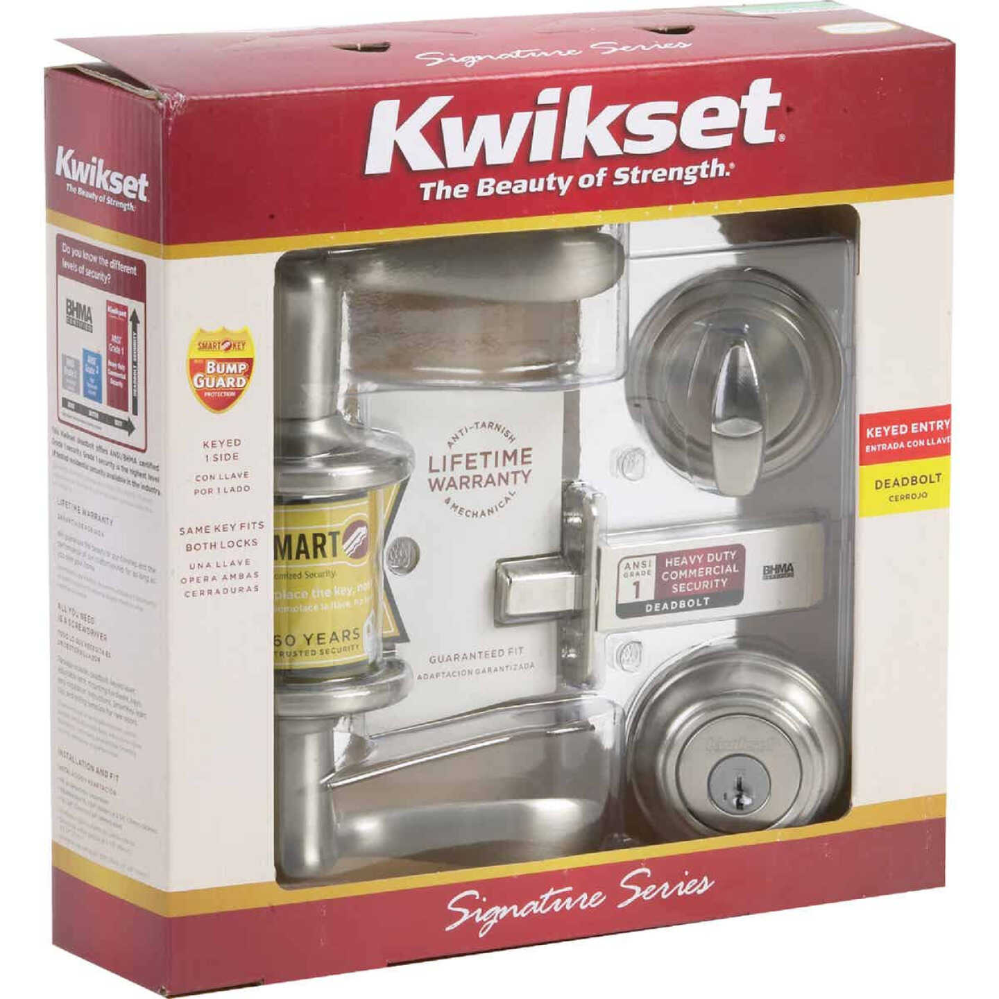 Kwikset Signature Series Satin Nickel Deadbolt and Lever Combo with Smartkey Image 2