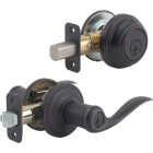 Kwikset Signature Series Venetian Bronze Deadbolt and Lever Combo with Smartkey Image 1