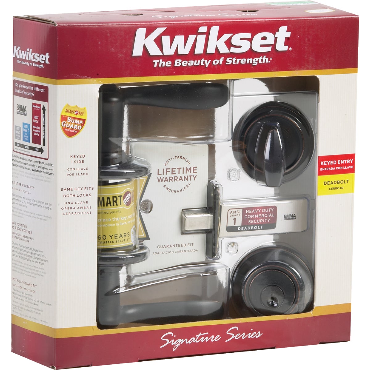 Kwikset Signature Series Venetian Bronze Deadbolt and Lever Combo with Smartkey Image 3