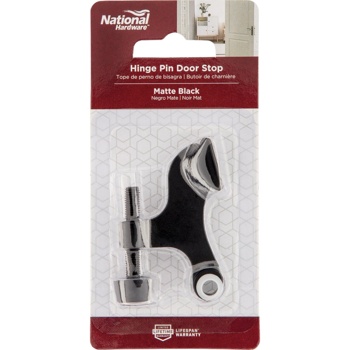 National Hardware Matte Black Hinge Pin Door Stop Image 2