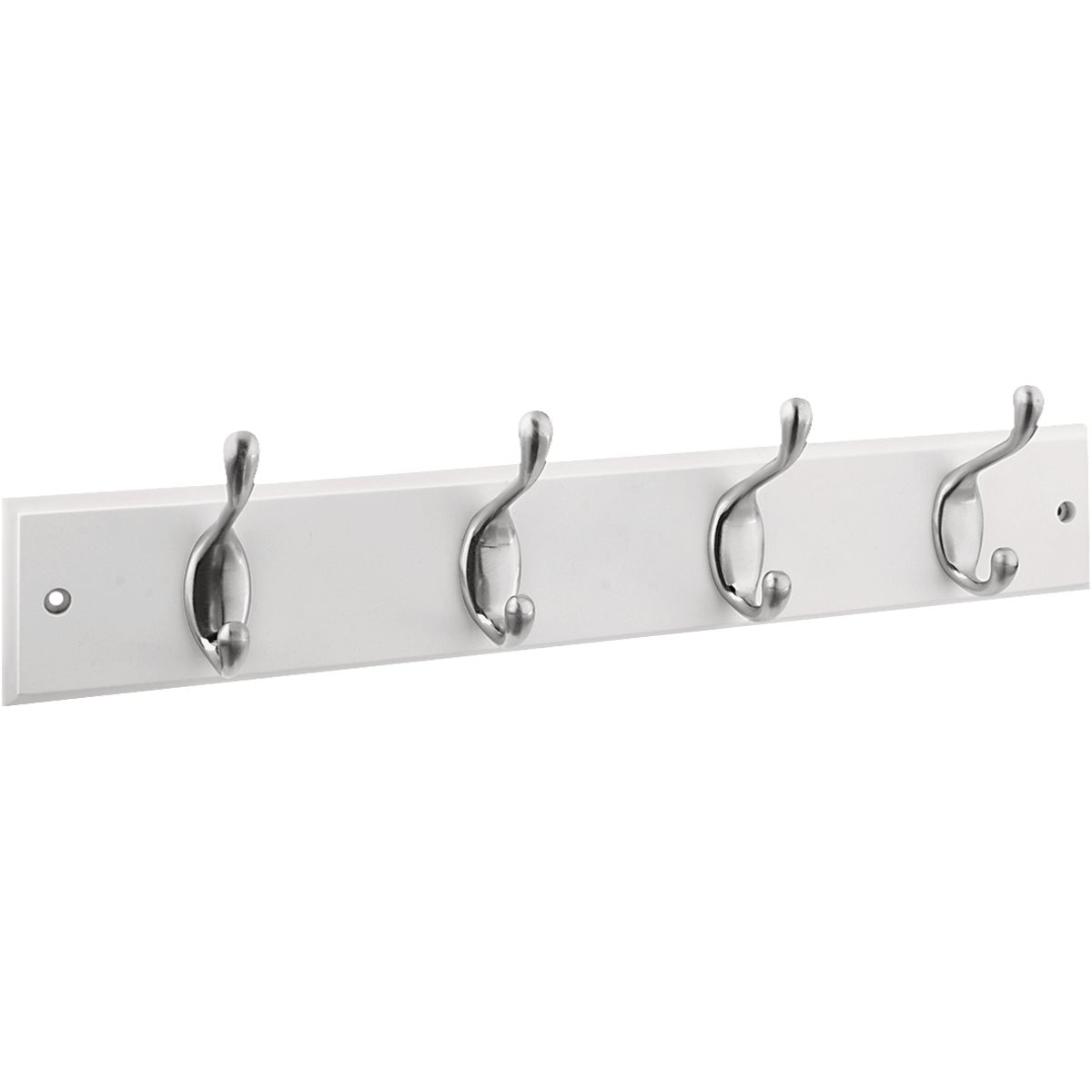 National Hardware 18 In. 4-Hook Satin Nickel/White Hook Rail Image 1