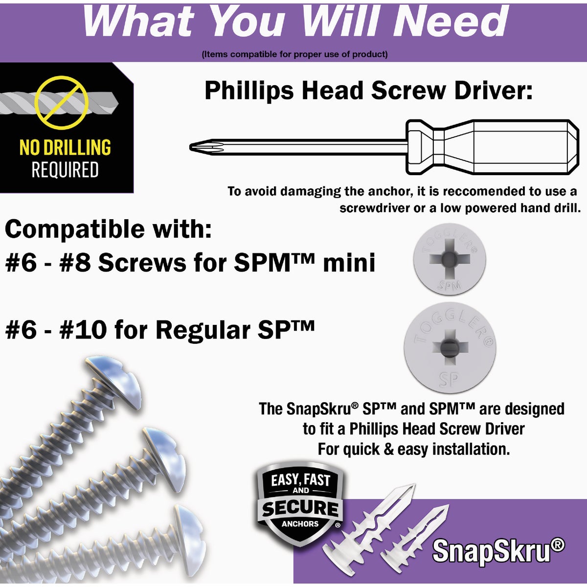 Toggler SnapSkru #8 x 1-1/2 In. 79 Lb. Nylon Self-Drilling Drywall Anchor (20-Count) Image 6