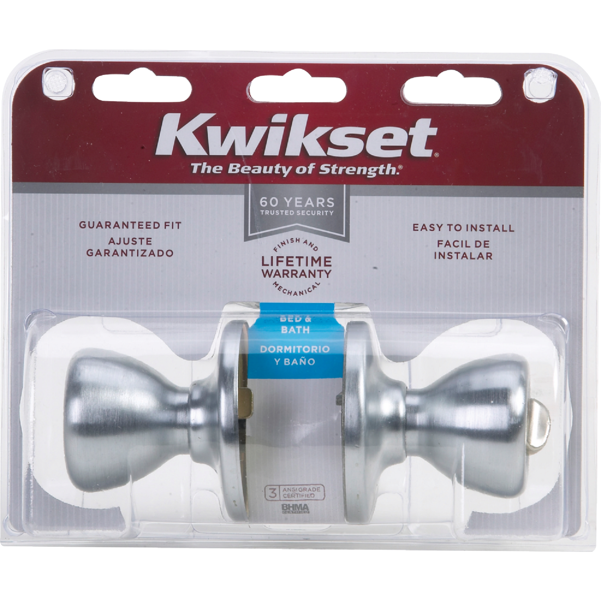 Kwikset Tylo Satin Chrome Bed & Bath Door Knob Image 2