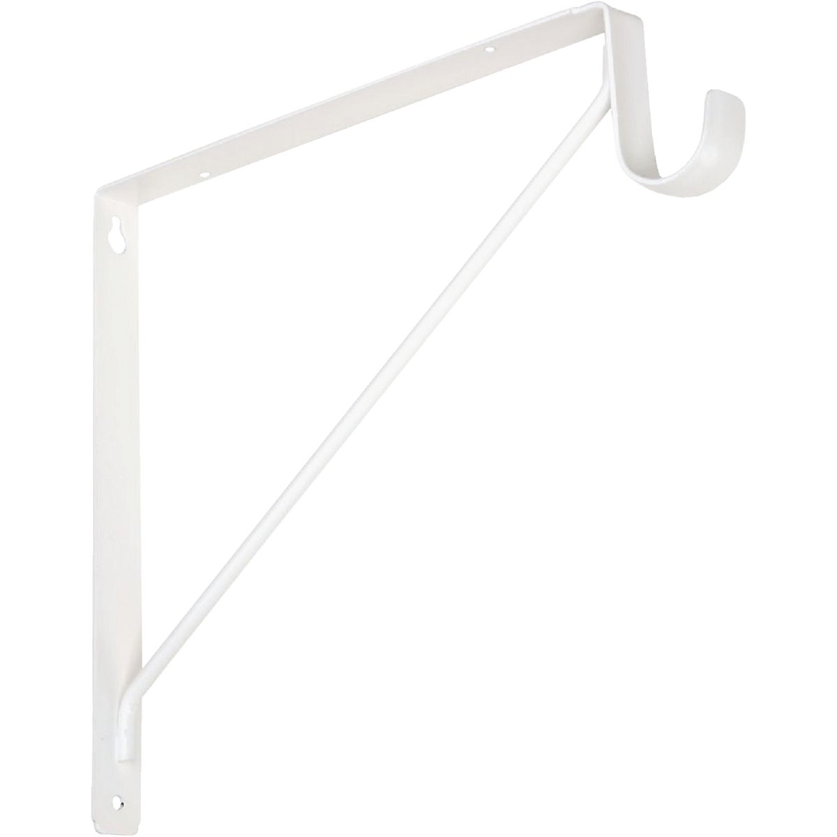 Knape & Vogt 10 In. H. x 11 In. D. Fixed Shelf & Rod Bracket, White Image 1